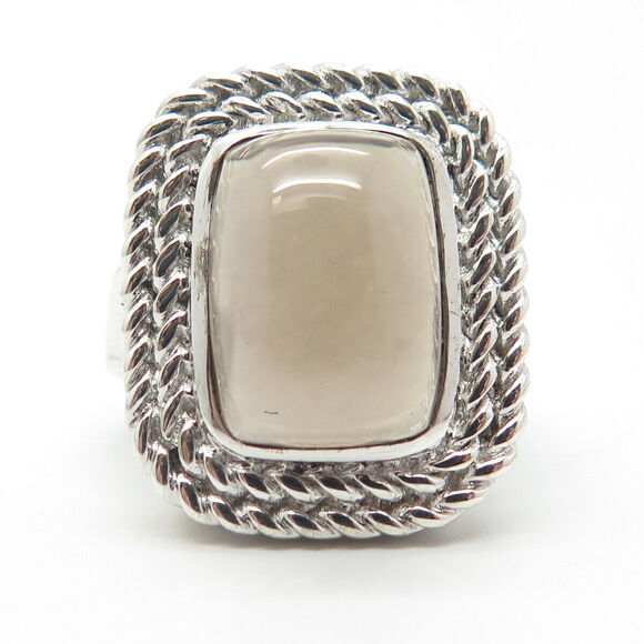 925 Sterling Silver LXG Jewelry Real Smoky Quartz Cocktail Ring Size 6.25 - Picture 3 of 8